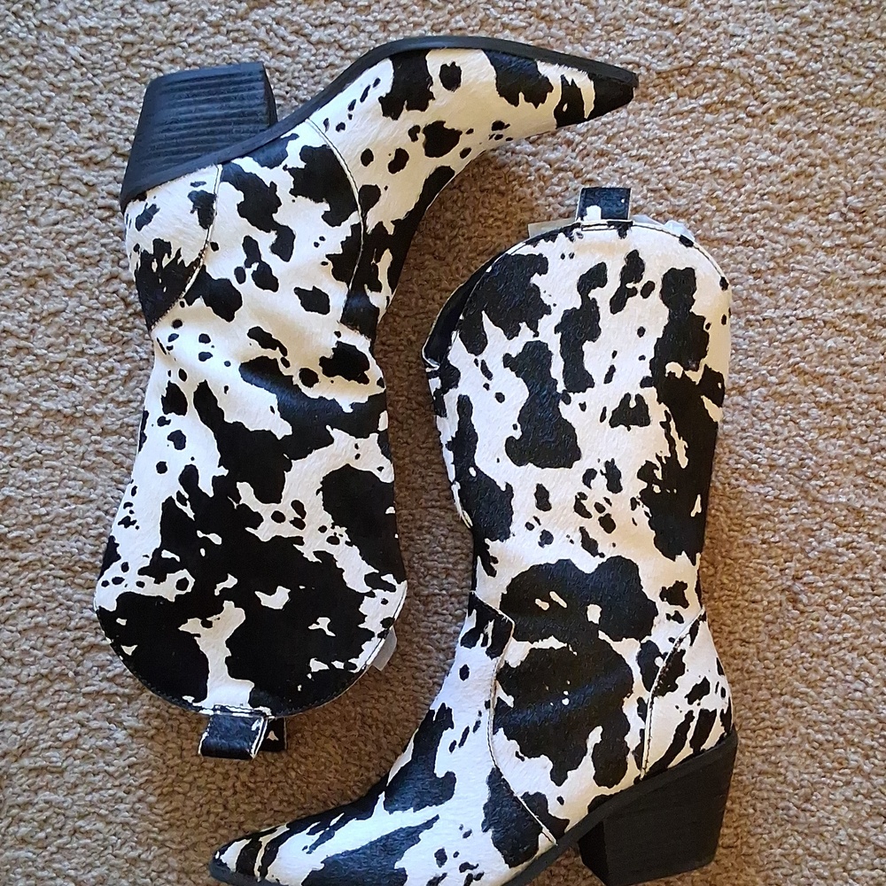 Dingo Live A Little DBA Dan Post Black and White Leather Upper Ankle Boots